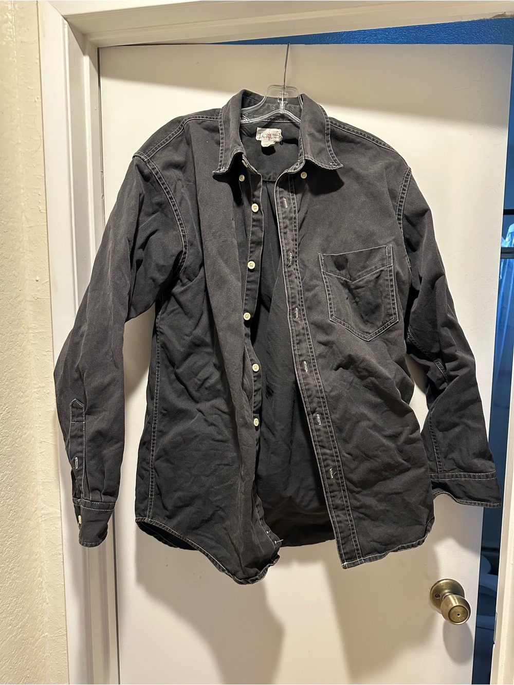 Vintage J. Crew Charcoal Button-Up Shirt Jacket Size Medium